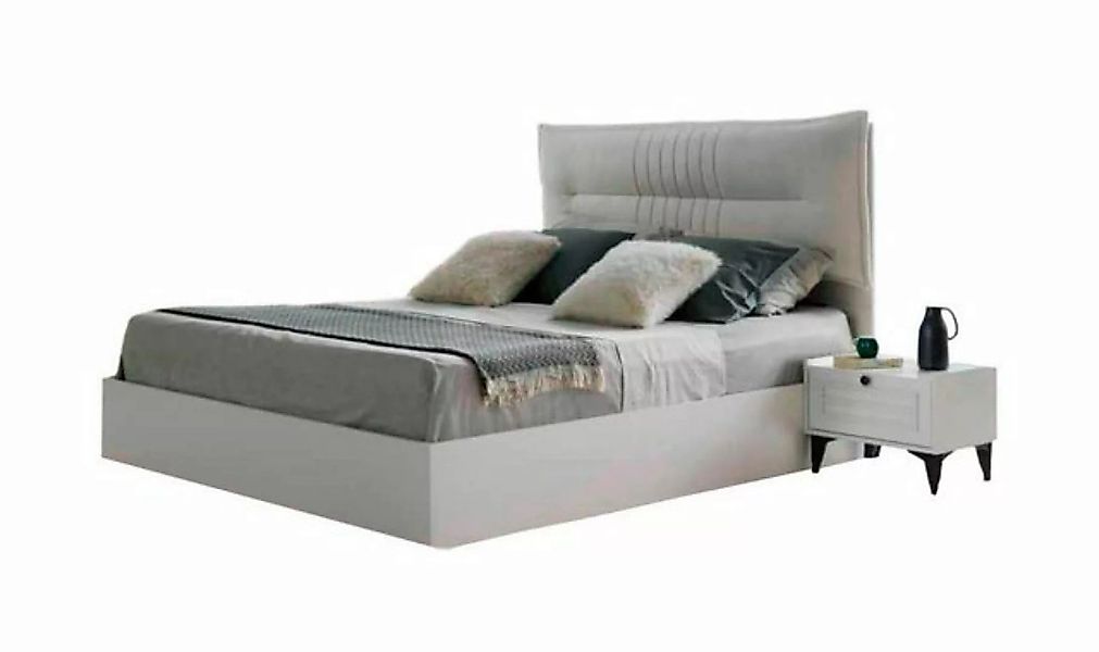JVmoebel Bett Weißes Schlafzimmer Polsterbett Designer Doppelbett Holzgeste günstig online kaufen