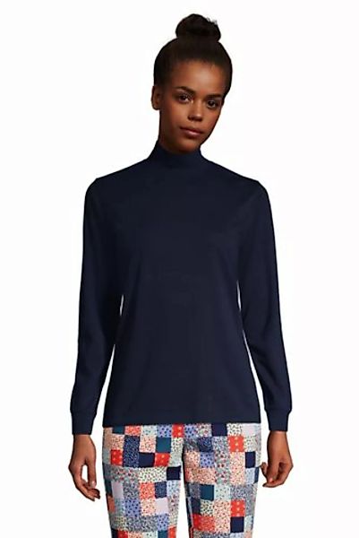 Stehkragen-Shirt, Damen, Größe: S Normal, Blau, Baumwolle, by Lands' End, S günstig online kaufen