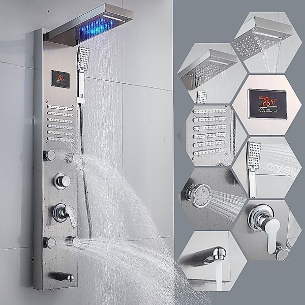 XERSEK Duscharmatur Duschpaneel Duscharmatur Duschsäule Wasserfall günstig online kaufen