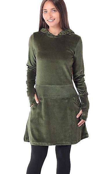 PUREWONDER Samtkleid Alternatives Kleid aus Samt mit Kapuze Nr. 137 Grün XX günstig online kaufen