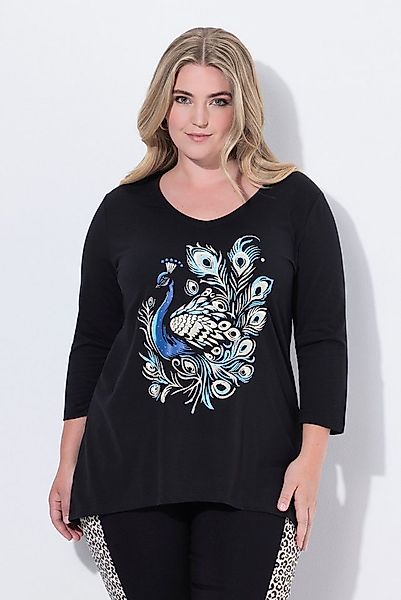 MIAMODA T-Shirt T-Shirt A-Linie Pfauen-Motiv 3/4-Ärmel günstig online kaufen