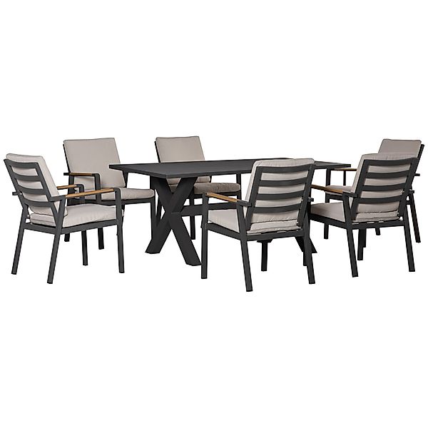 Outsunny Garten-Essgruppe wasserabweisende Polster, 175x92x73cm, (Sitzgrupp günstig online kaufen