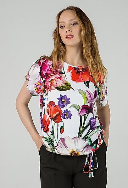 Passioni T-Shirt mit Blumenprint & Kordelzug am Saum günstig online kaufen