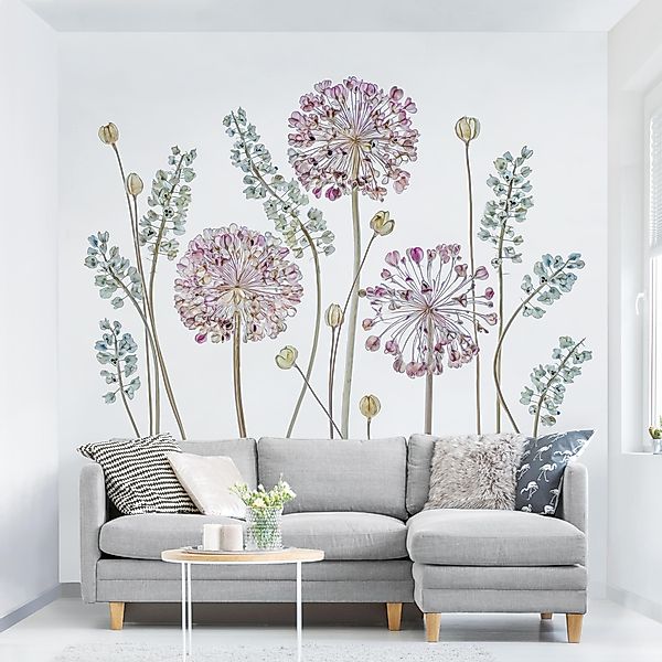 Bilderdepot24 Fototapete Blumen Allium Illustration Blumentapete günstig online kaufen