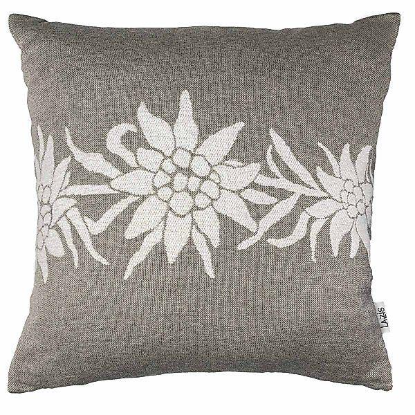 Kissenhülle Severin 45 x 45 cm - Edelweissranke auf softem Leinengrund günstig online kaufen