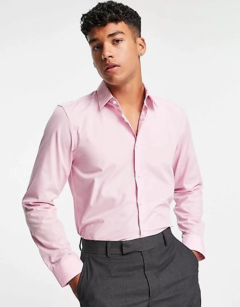 Burton – Leicht zu bügelndes Hemd in Rosa mit schmalem Schnitt günstig online kaufen