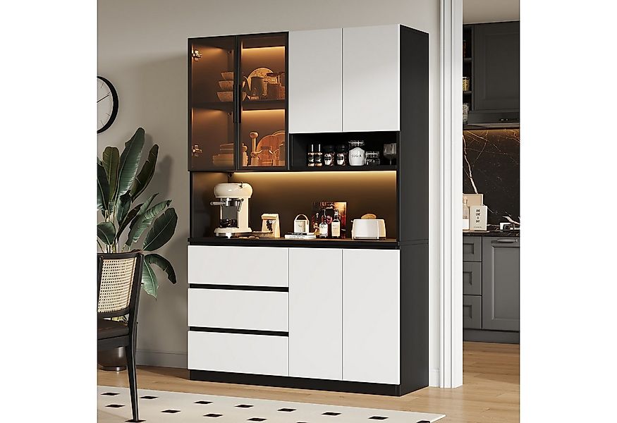 i@home Hochschrank Küchenschränke, Küchenvitrinen mit LED-Beleuchtung Multi günstig online kaufen