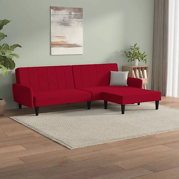 Vidaxl Schlafsofa 2-sitzer Mit Hocker Weinrot Samt günstig online kaufen