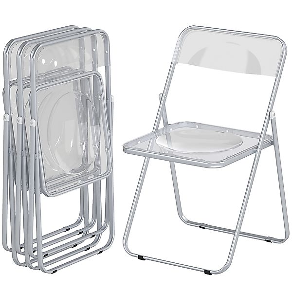 HOMCOM Set von 4 klappbaren Acrylstühlen, platzsparende Stühle aus Stahl, f günstig online kaufen