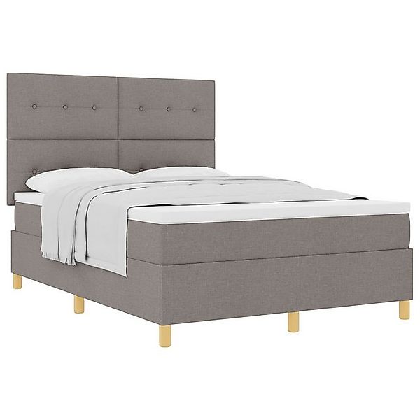 vidaXL Bett Boxspringbett mit Taupe Matratze 140x200 cm Stoff (1-tlg) günstig online kaufen