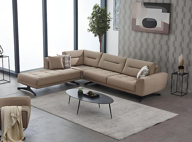 JVmoebel Ecksofa Ecksofa L form Sofa Polstersofa Stoffsofa Beige Couch Mode günstig online kaufen