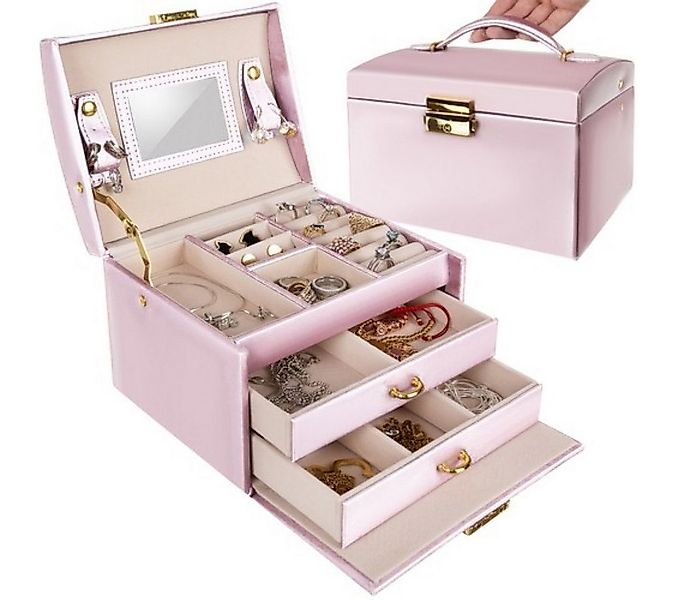 Beautylushh Schmuckkasten Hochwertiges Satin-Schmuckkästchen: mit Spiegel ( günstig online kaufen