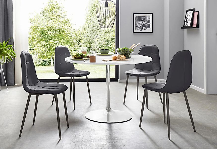 INOSIGN Essgruppe Set, 5 Stk. tlg. mit rundem Tisch in weiß Hochglanz günstig online kaufen