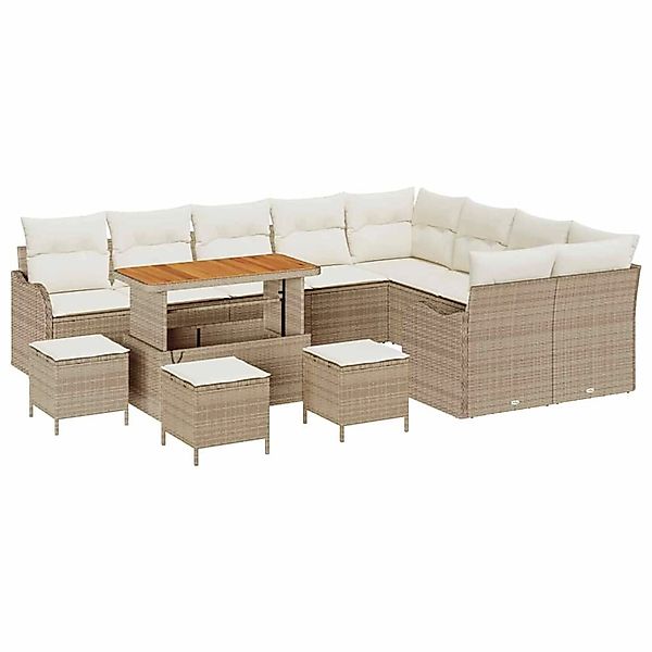 vidaXL Garten-Sofa-Set 13-Tlg Beige Poly Rattan 3362311 günstig online kaufen