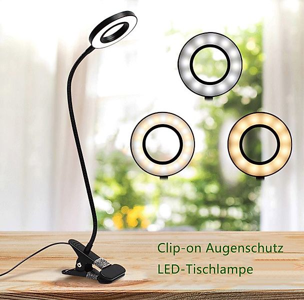 POPOLIC LED Nachttischlampe Leselampe, Tischlampe, Klemmleuchte, günstig online kaufen
