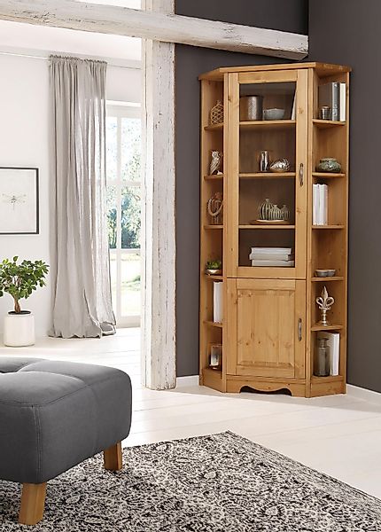 Home affaire Eckvitrine "Trinidad", Höhe 188 cm, FSC zertifiziertes Massivh günstig online kaufen
