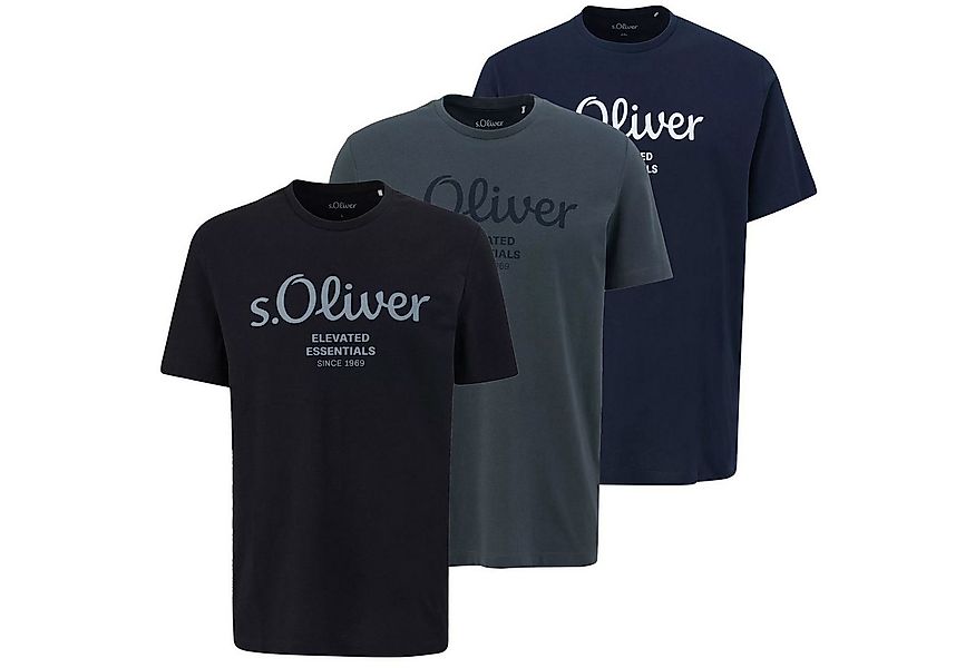 s.Oliver T-Shirt Basic aus reiner Baumwolle, mit Logo-Print auf der Brust günstig online kaufen
