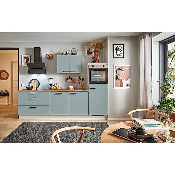 pino Küchenzeile 260 cm Fjordgrün Anschlag rechts 1 Geräteschrank günstig online kaufen