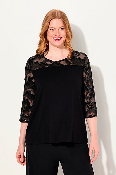 Ulla Popken T-Shirt Shirtbluse Stickerei Pailletten günstig online kaufen