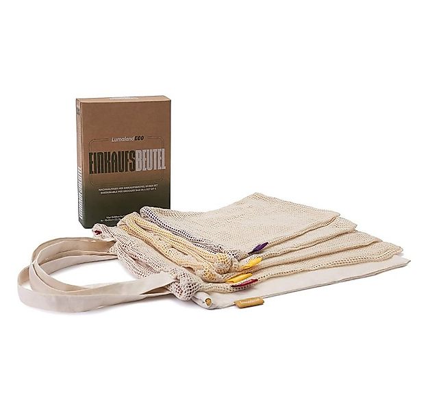 Lumaland Einkaufsbeutel 100% Baumwolle - 4er-Set, 100% pflanzlich ohne Plas günstig online kaufen