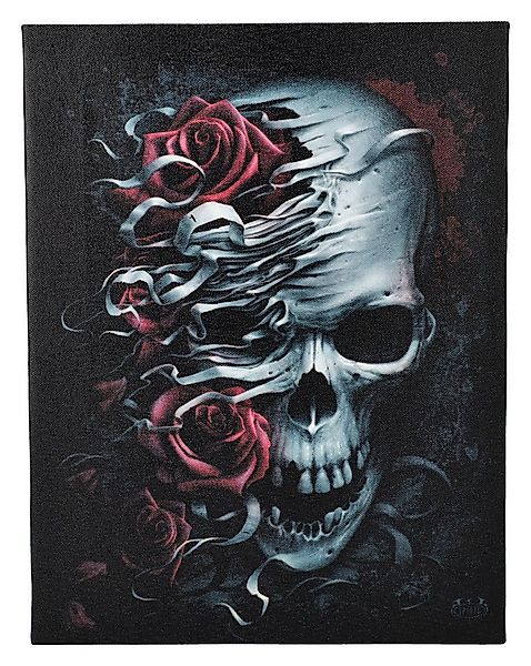 Figuren Shop GmbH Leinwandbild Kleine Leinwand Totenkopf - Skull n Roses Sp günstig online kaufen