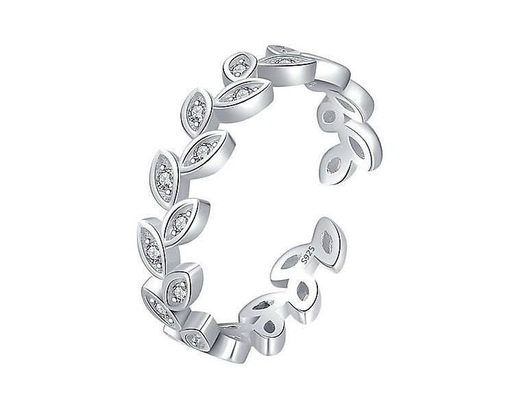 KARMA Fingerring offener Damenring Blätter Silber 925 Sterlingsilber Zirkon günstig online kaufen