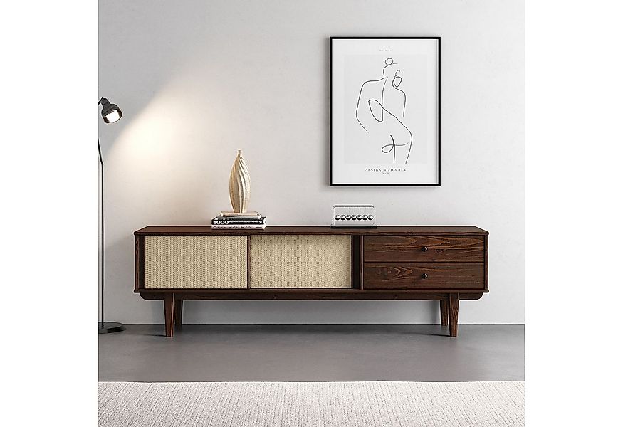 IDIMEX Lowboard SIMONA, TV Board 175 cm mit Rattan Geflecht aus Massivholz günstig online kaufen