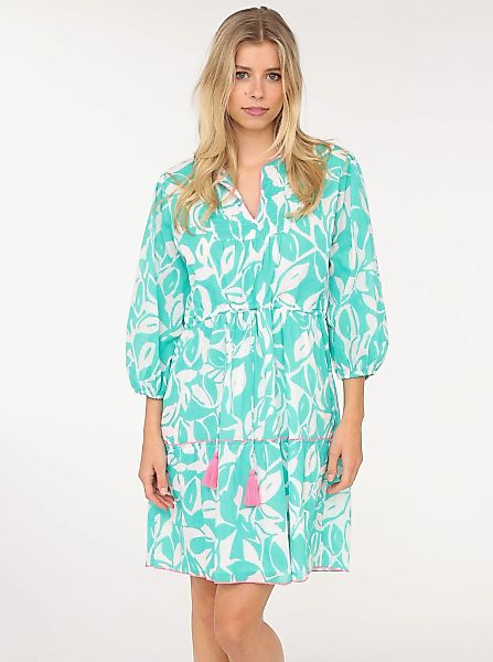 Zwillingsherz Sommerkleid ""Blätter Zweifarbig"", mit Tasseln und kontrastf günstig online kaufen