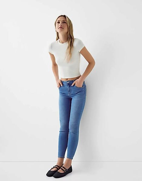 Bershka Push-Up-Skinny-Jeans Damen 42 Ausgewaschenes Blau günstig online kaufen