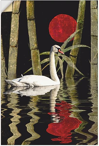 Artland Wandbild "Blutmond über dem Schwanensee", Schwanen Bilder, (1 St.) günstig online kaufen