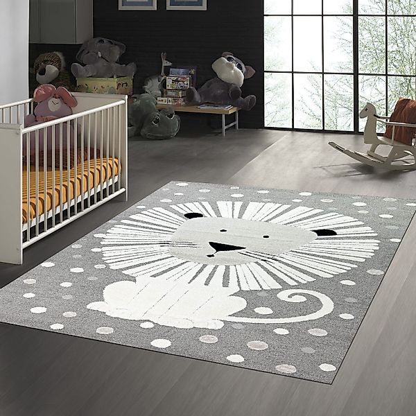 TeppichHome24 Kinderteppich Teppich Kinderzimmer Spielezimmer Löwenmuster günstig online kaufen