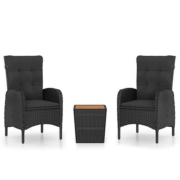 vidaXL 3-tlg Bistro-Set Poly Rattan und Akazienholz Schwarz Modell 5 günstig online kaufen