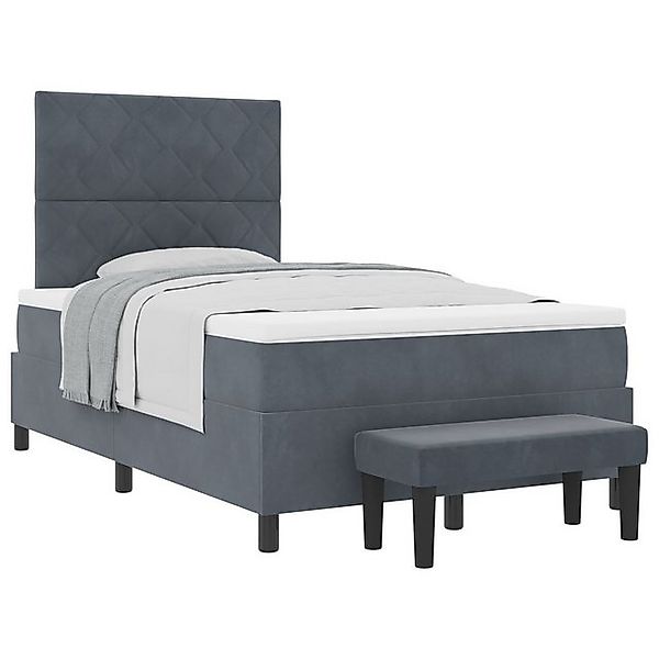 vidaXL Bett Boxspringbett mit Matratze & Bank Dunkelgrau 120x200 cm Samt (2 günstig online kaufen