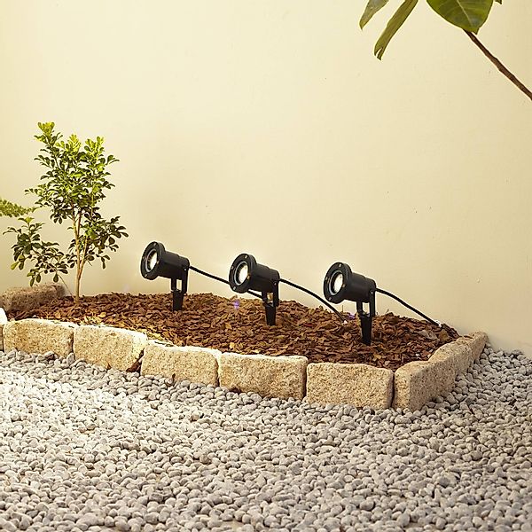 Lindby Erdspießleuchte Thorgal, Ø 9,8 cm, schwarz, 3er-Set günstig online kaufen