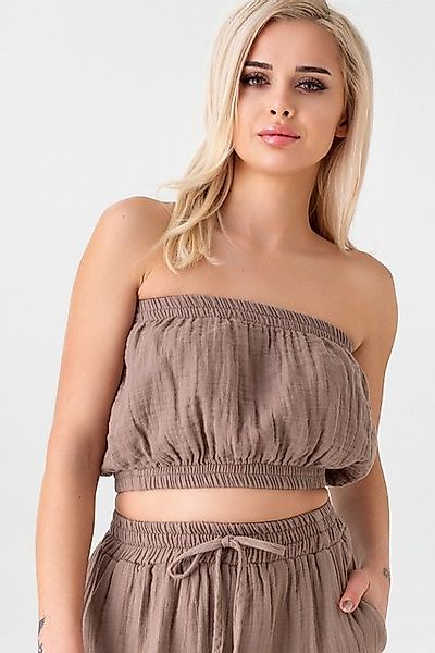 WENOR Crop-Top Trägerloses Musselin-Oberteil mit Gummizug aus 100 % Baumwol günstig online kaufen