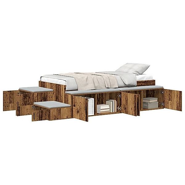 vidaXL Bett Bettgestell Altes Holz Holz 100 x 200 cm Stauraum (1-tlg) günstig online kaufen