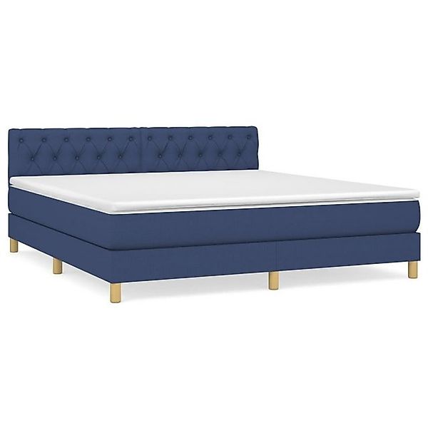 vidaXL Boxspringbett, Boxbett mit Matratze Blau 160x200 cm Stoff günstig online kaufen