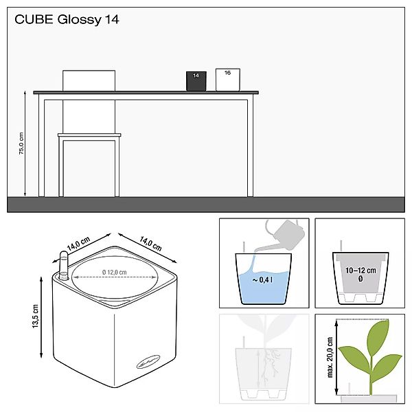 Lechuza® Kräutertopf Cube Glossy Cat 14 günstig online kaufen