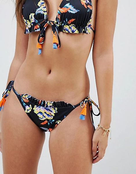 ASOS DESIGN – Bikinihose aus recyceltem Material mit Rüschen, seitlicher Qu günstig online kaufen