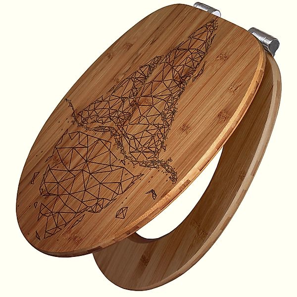 Banjado WC Sitz Bambus Holz Mit Gravur Toilettendeckel Mit Absenkautomatik günstig online kaufen