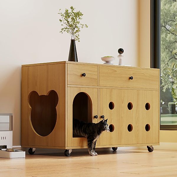STILVORA Sideboard mit 2 Schubladen,Katzenkloschrank Katzenhaus günstig online kaufen