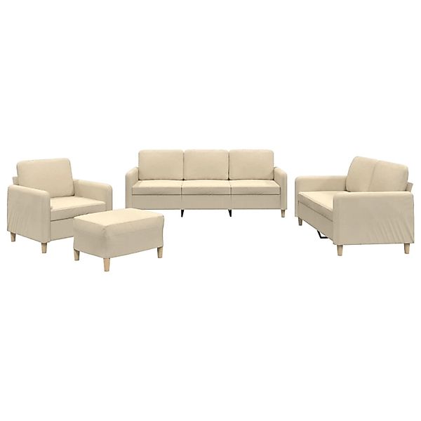 vidaXL 4-Tlg Sofagarnitur mit Kissen Creme Stoff 3202064 günstig online kaufen