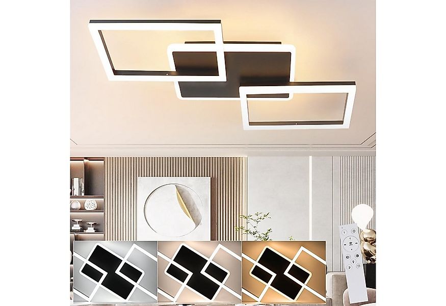 ZMH Deckenleuchten Rahmen Rautenförmige 48W/63W Schlafzimmer Dimmbar, LED f günstig online kaufen