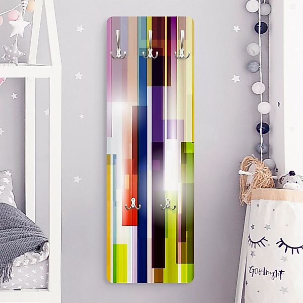 Wandgarderobe Holzpaneel Rainbow Cubes günstig online kaufen