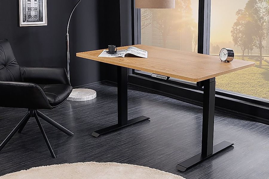 riess-ambiente Schreibtisch OAK DESK 120cm natur schwarz · stufenlos höhenv günstig online kaufen