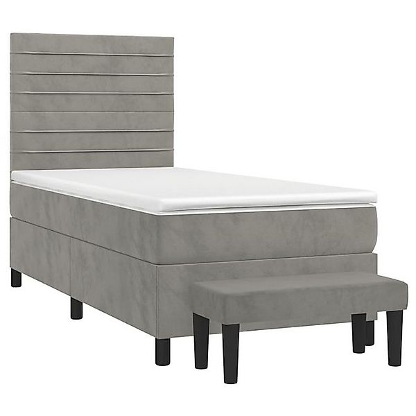 vidaXL Boxspringbett mit Matratze Hellgrau 90x200 cm Samt1537255 günstig online kaufen