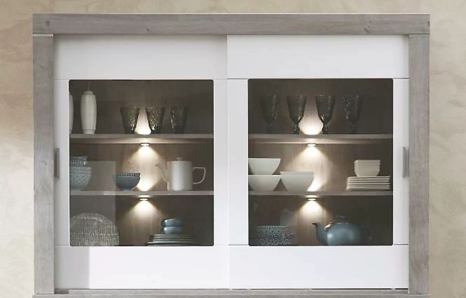 Buffet-Aufsatz 2-trg inkl. LED-Beleuchtung GRANADA von Wohn-Concept Weiß su günstig online kaufen
