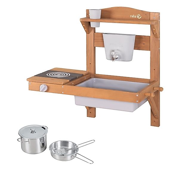 roba® Outdoor-Spielküche Matschküche zum Hängen, teakholzfarben günstig online kaufen