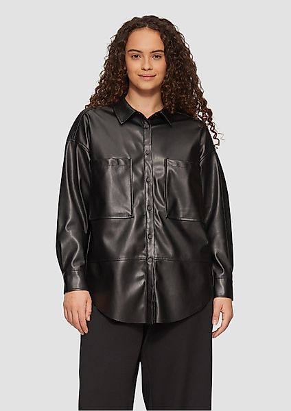 QS Langarmbluse Bluse Hemdbluse in Lederoptik günstig online kaufen