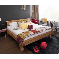 Balken Holzbett aus Fichte Massivholz rustikalen Landhausstil günstig online kaufen